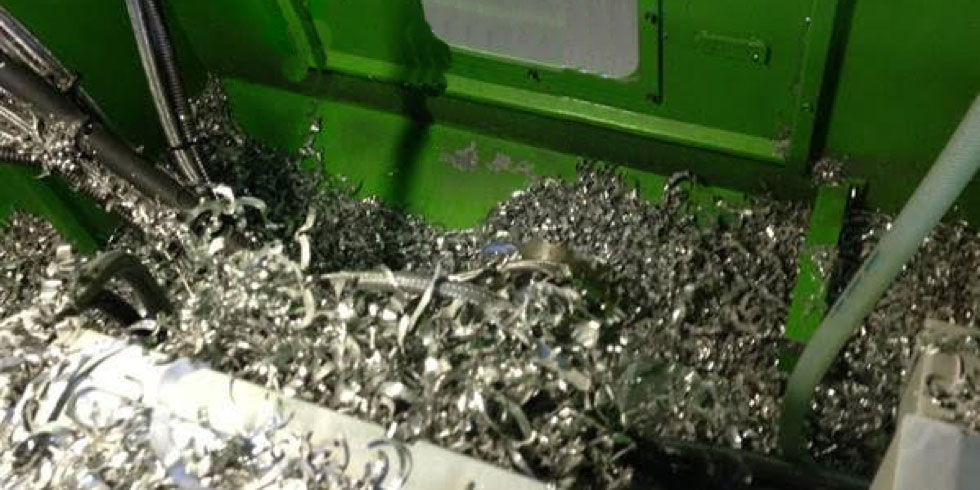 The swarf on the machine