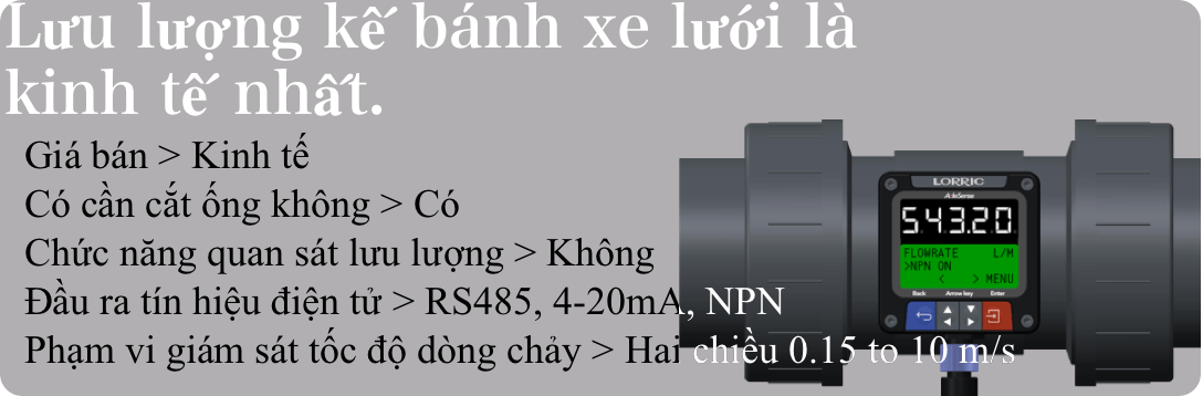 Lấy ví dụ về ba loại lưu lượng kế phổ biến nhất trên thị trường: lưu lượng kế dạng diện tích (lưu lượng kế dạng phao), lưu lượng kế siêu âm, lưu lượng kế bánh xe lưới.