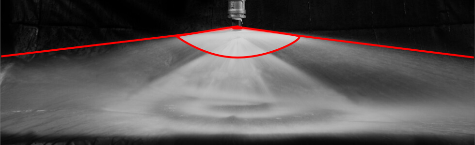 Spraying angle up to 170 degrees