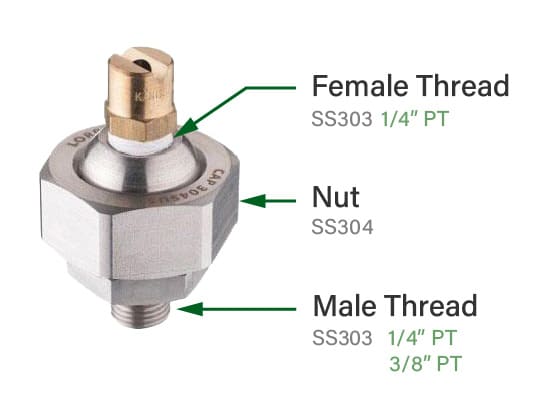 3-Part Design with Selectable Male Thread Size