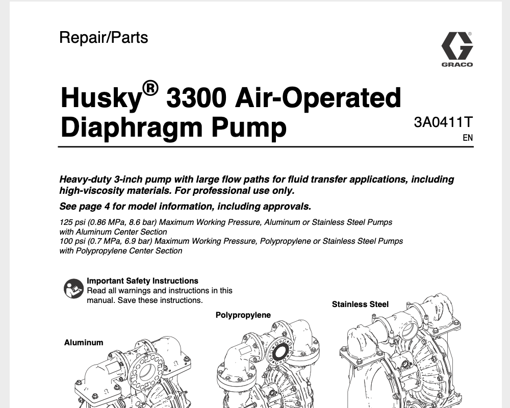 HUSKY 3300 Parts Manual	